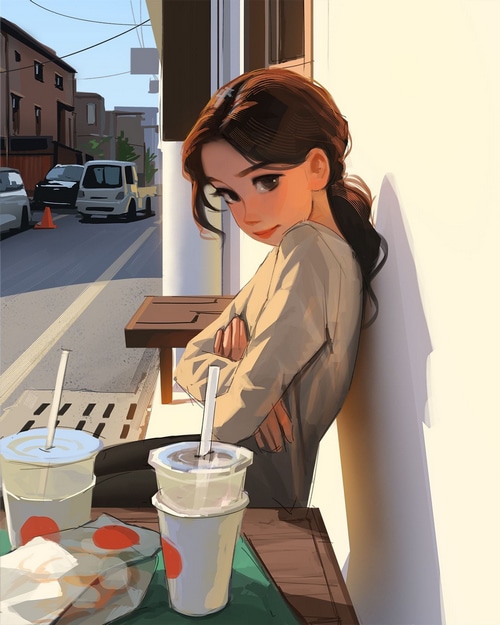 Artwork of a girl with arms crossed