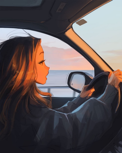 Sam Yang woman driving a car