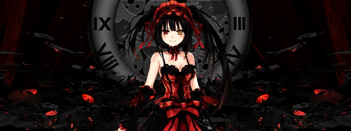 Tokisaki Kurumi in Lolita Fashion with Clock Background