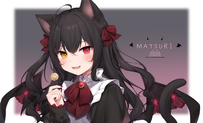 Cat girl with lollipop and wings