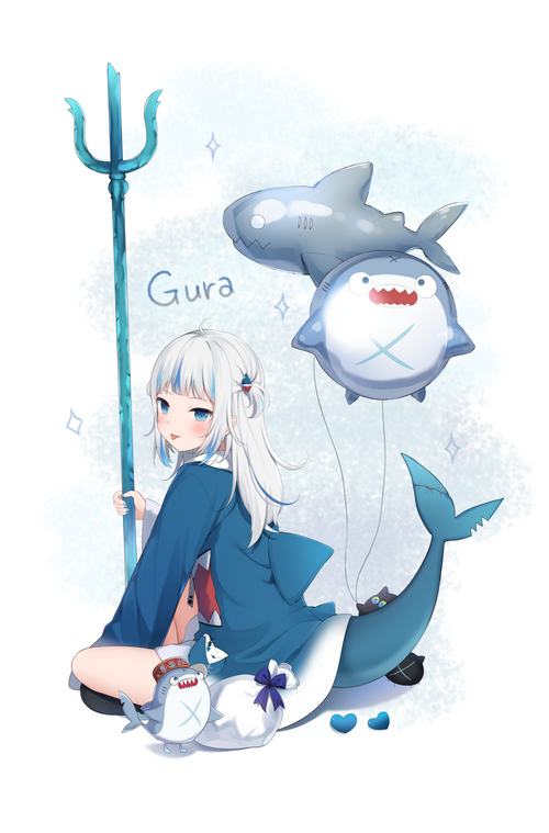 Gawr Gura with Shark Balloons and Trident