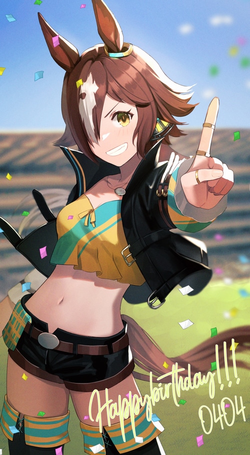 Vodka from Uma Musume Pretty Derby celebrating