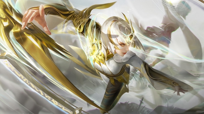 Honor of Kings anime game character with golden armor