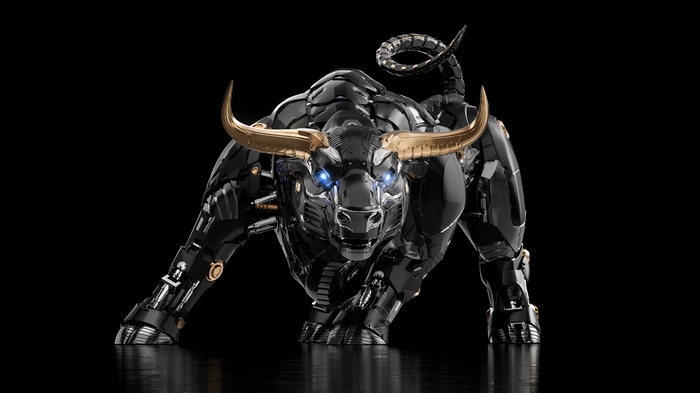 4K robotic bull with golden horns