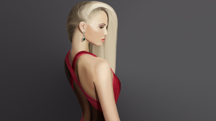 4K Digital Painting of a Woman in a Red Dress