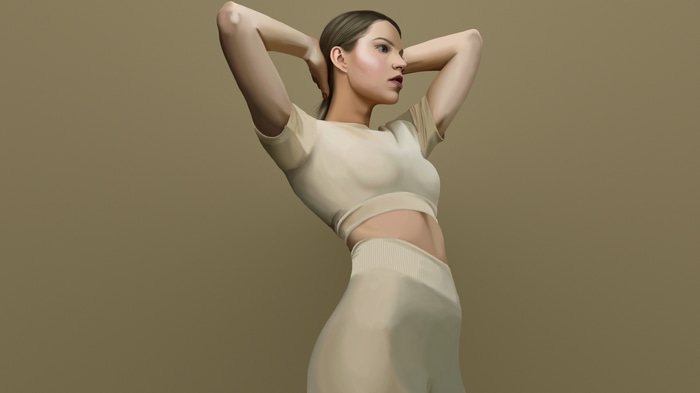 Digital painting of a woman in athletic wear