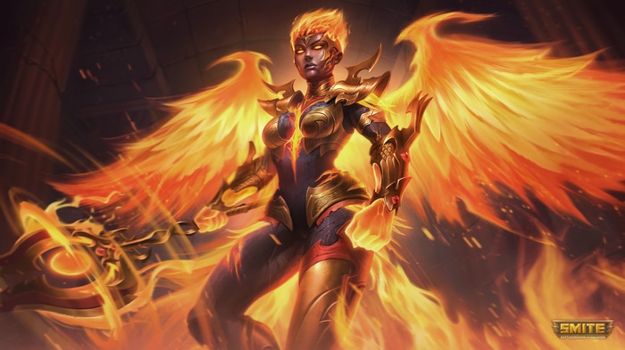 4K Smite Art of a Fiery Female Warrior