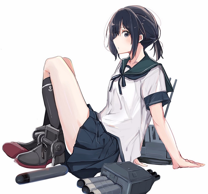Fubuki from Kantai Collection in a school uniform