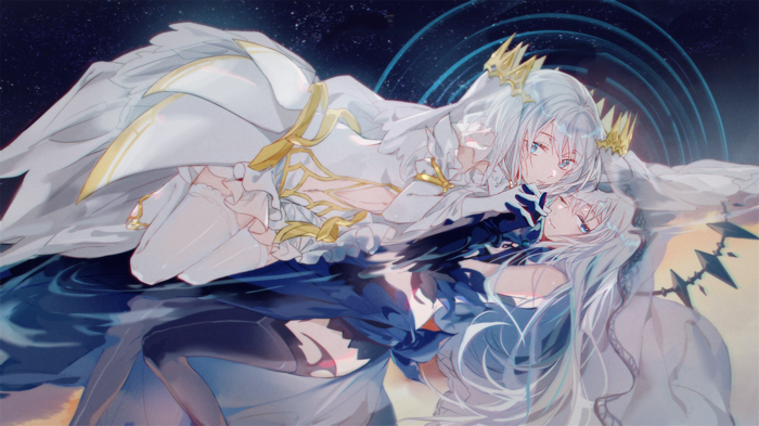 Tobiichi Origami and another girl with silver hair