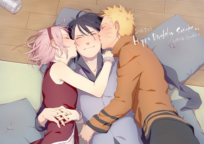 Naruto, Sakura, and Sasuke birthday celebration