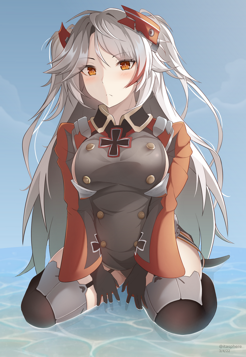 Prinz Eugen from Azur Lane in a military uniform