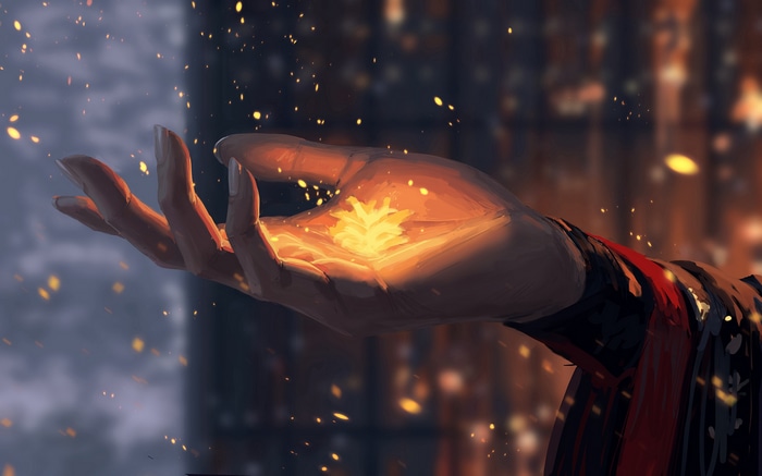 Artwork by GUWEIZ, digital painting of a hand holding light