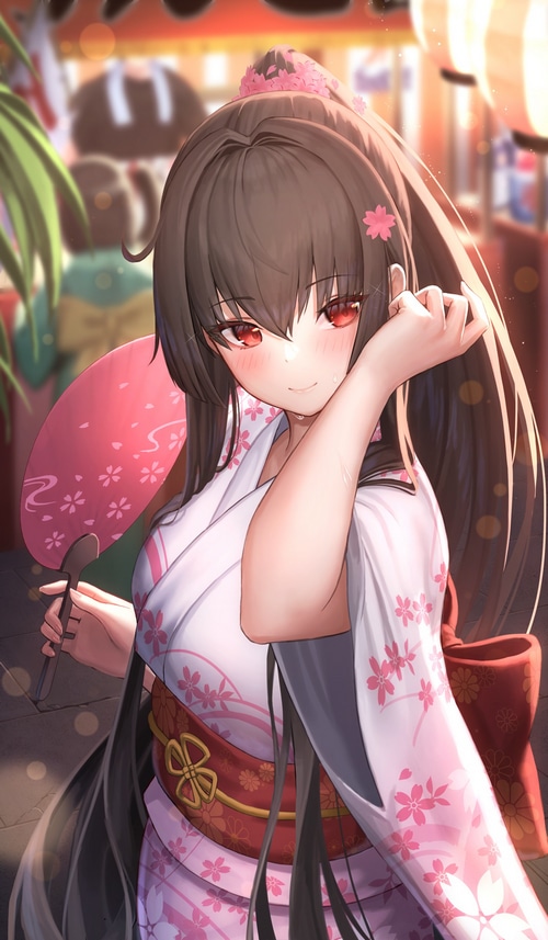 Yamato in Kimono Holding a Fan