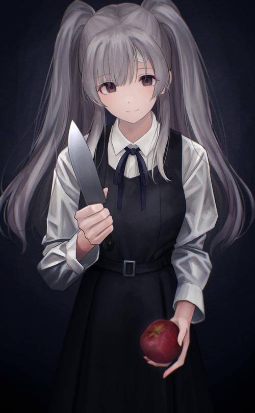 Kiriko Yukoku with Knife and Apple