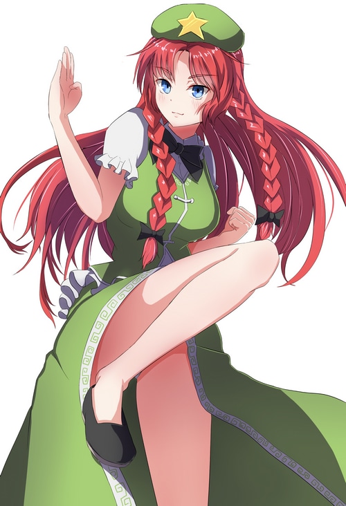 Hong Meiling from Touhou wearing a green outfit and beret