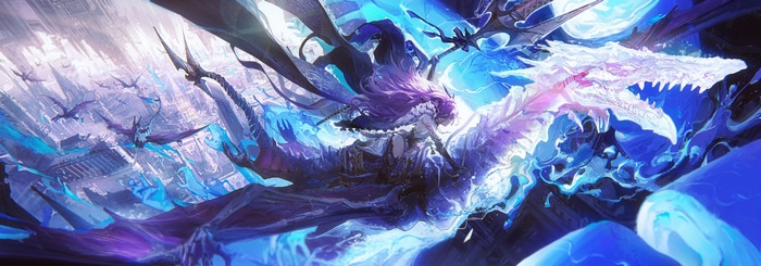 Ying Yi riding a dragon with a trident