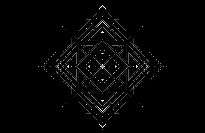 Monochrome geometric abstract design with lines