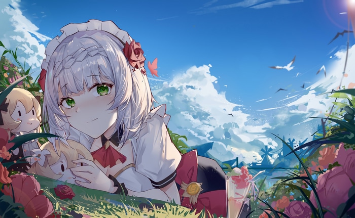 4K Genshin Impact Noelle with dolls