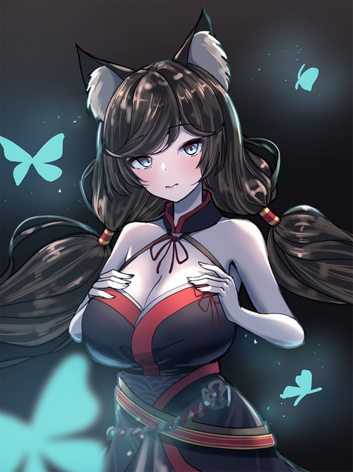 Fusou fan art from Azur Lane with butterflies
