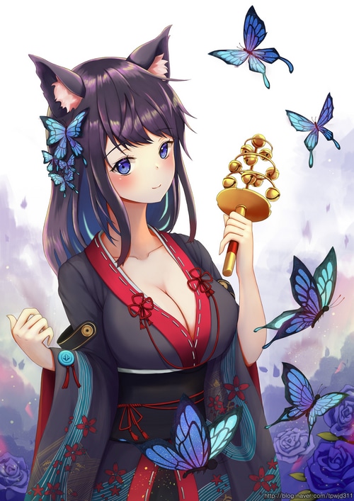 Fusou from Azur Lane with butterflies