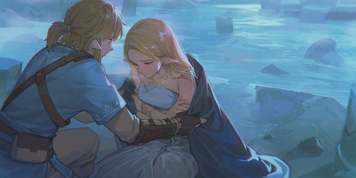 Link and Zelda in The Legend of Zelda: Breath of the Wild