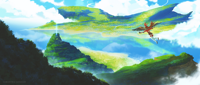 4K Genshin Impact: Amber flies over Mondstadt landscape