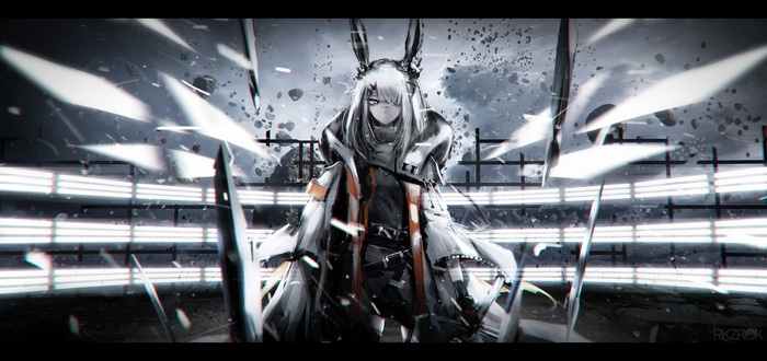 Frostnova from Arknights in a battle scene