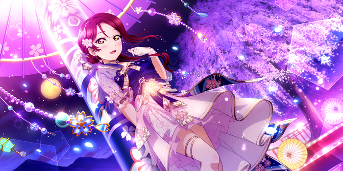 Sakurauchi Riko in a traditional Japanese outfit with cherry blossoms