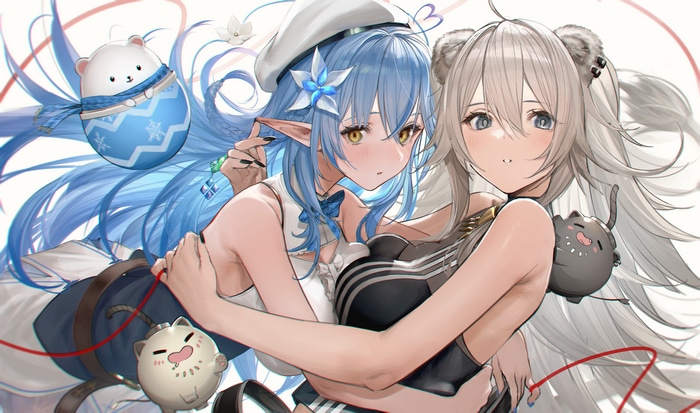 4K Yukihana Lamy and Shishiro Botan hugging