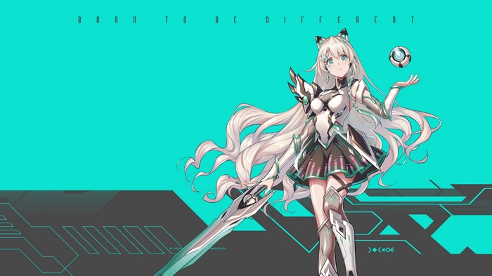 Anime girl with silver hair and sword