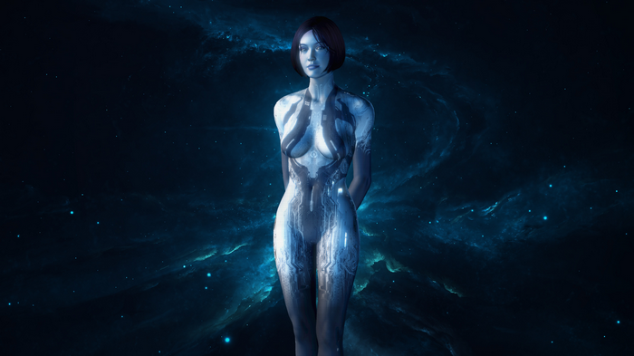 Cortana from Halo 4 in a nebula