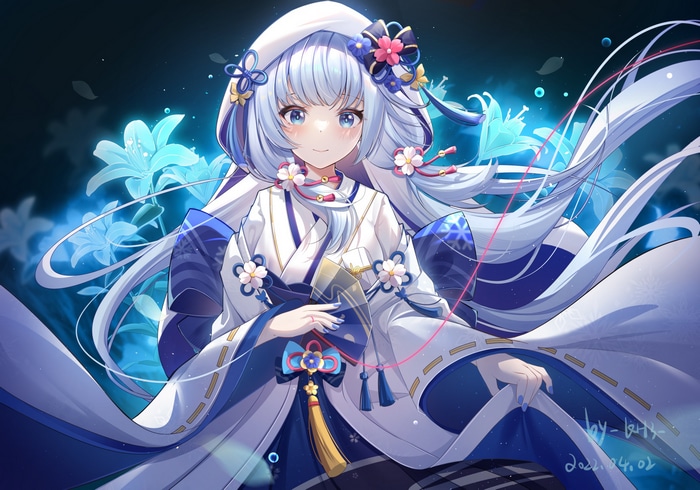 Kamisato Ayaka from Genshin Impact in Kimono