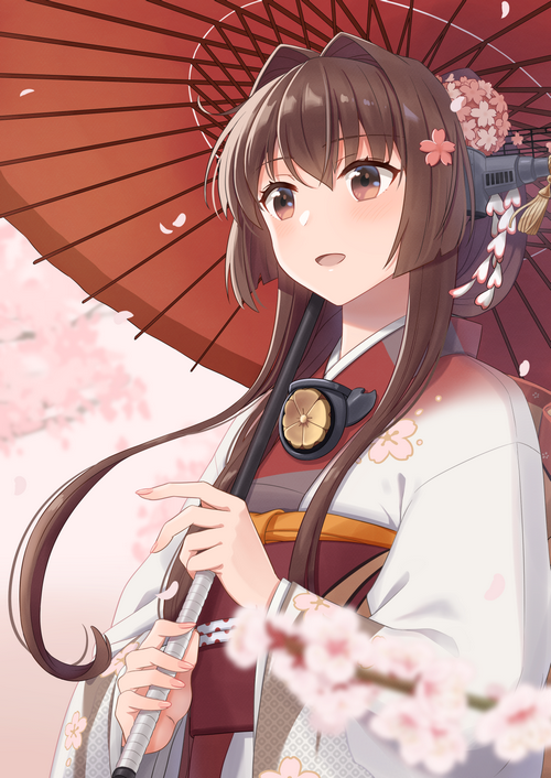 Yamato from Kantai Collection with a kimono and umbrella