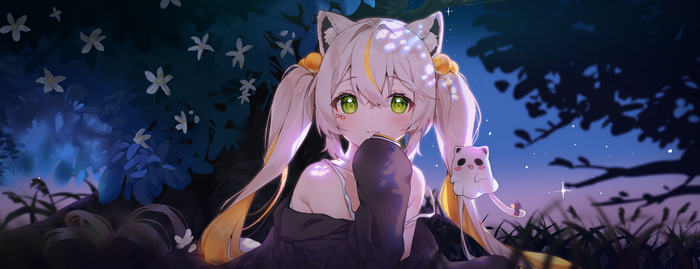 4K Cat girl Cheli with green eyes and twintails