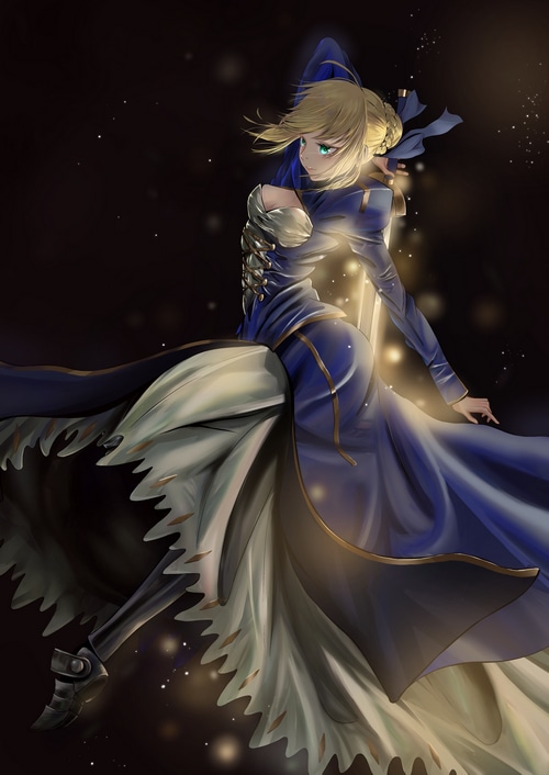 Artoria Pendragon from Fate series holding a sword