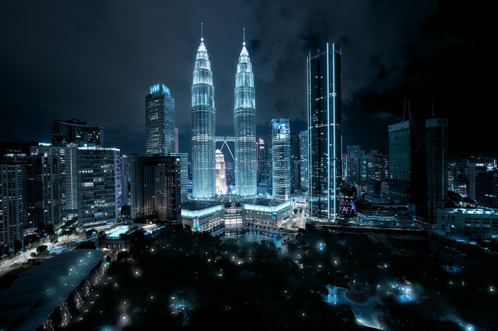Petronas Towers in Kuala Lumpur at night