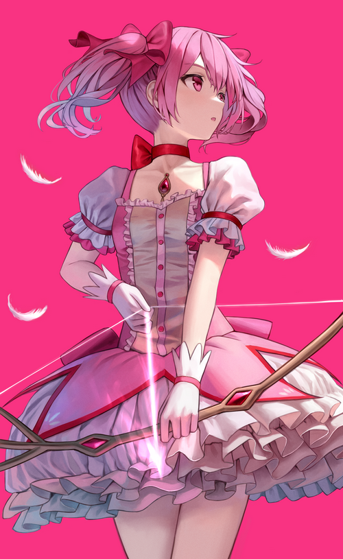 Kaname Madoka with a bow and arrow