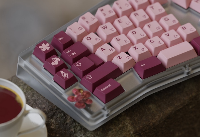 GMK Mechanical Keyboard with Cherry Blossom Keycaps
