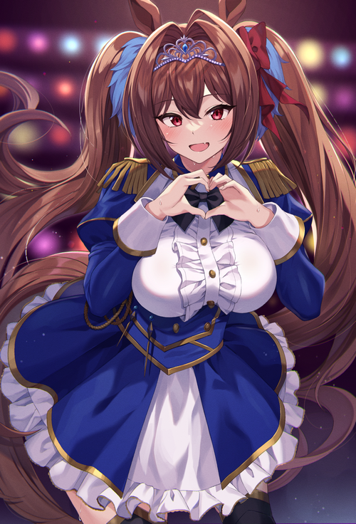Daiwa Scarlet from Uma Musume Pretty Derby making a heart shape