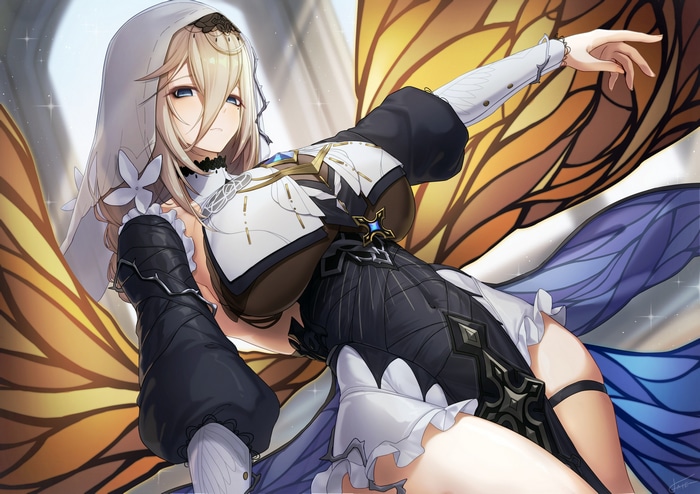 Aponia from Honkai Impact 3rd with butterfly wings