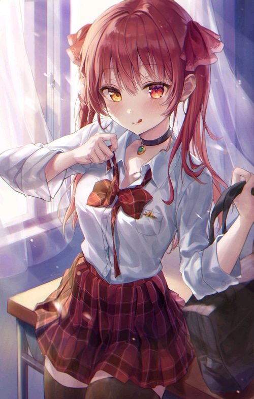 Houshou Marine in a School Uniform