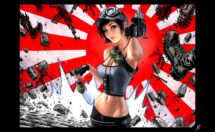 Command & Conquer: Red Alert 3 character with grenades and camera