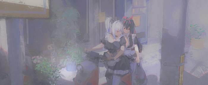 4K, two women in maid outfits