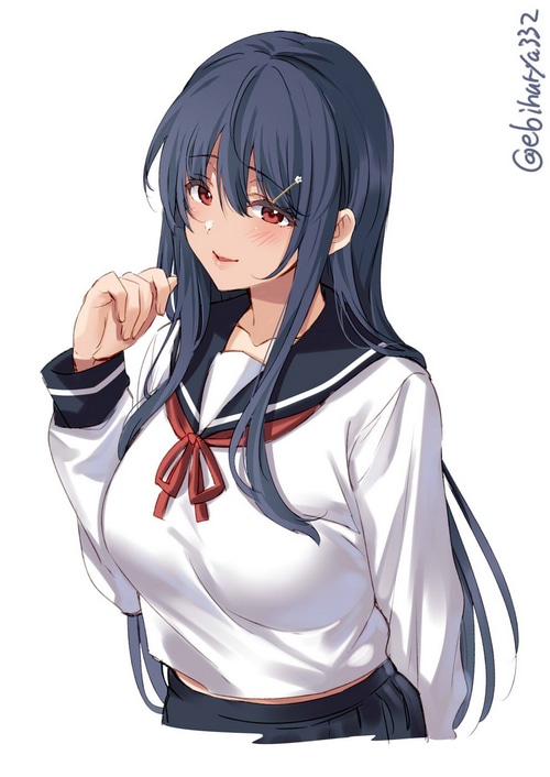 Fusou from Kantai Collection in School Uniform Fan Art