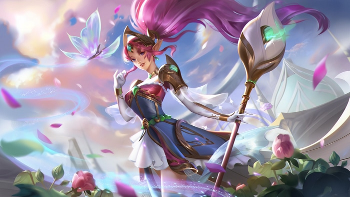 4K Janna with staff and butterfly in League of Legends