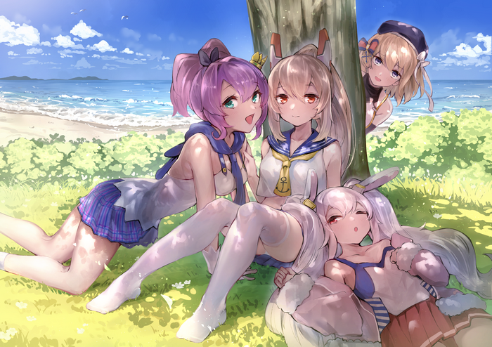 Azur Lane characters at the beach