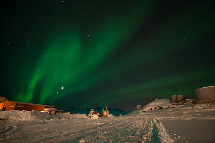 Aurora Borealis over Greenland research station