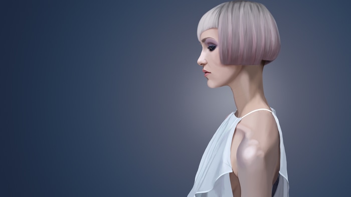 4K drawing of a woman with a bob haircut