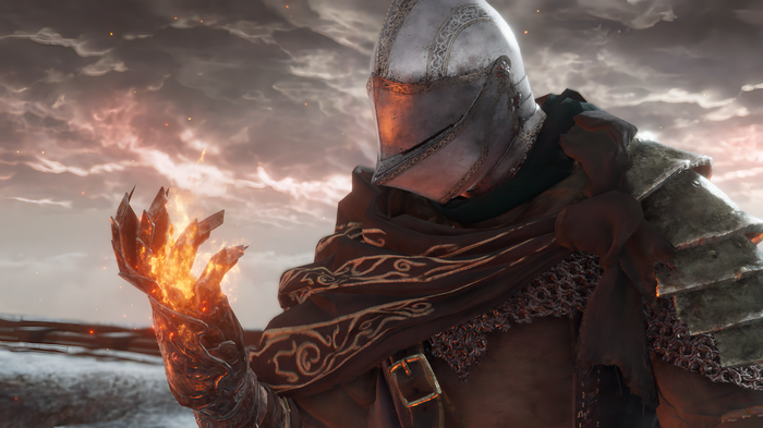 Elden Ring knight with fiery hand