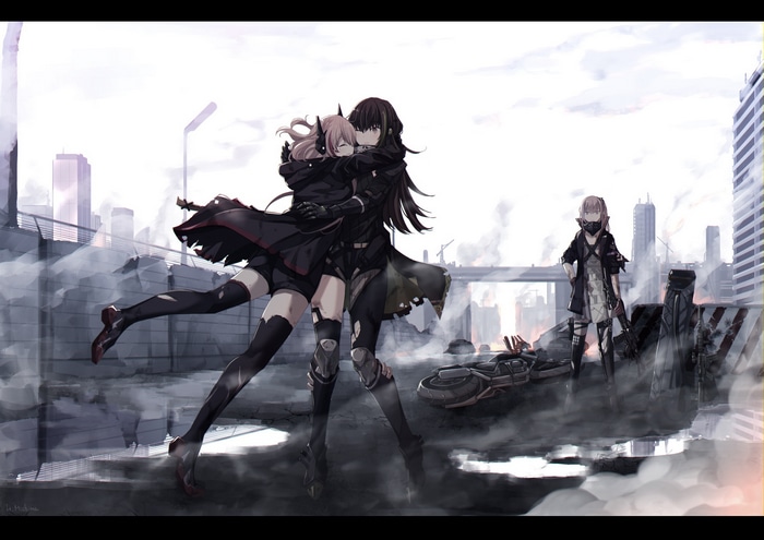 Girls Frontline fan art: M4A1 and ST AR-15 embrace